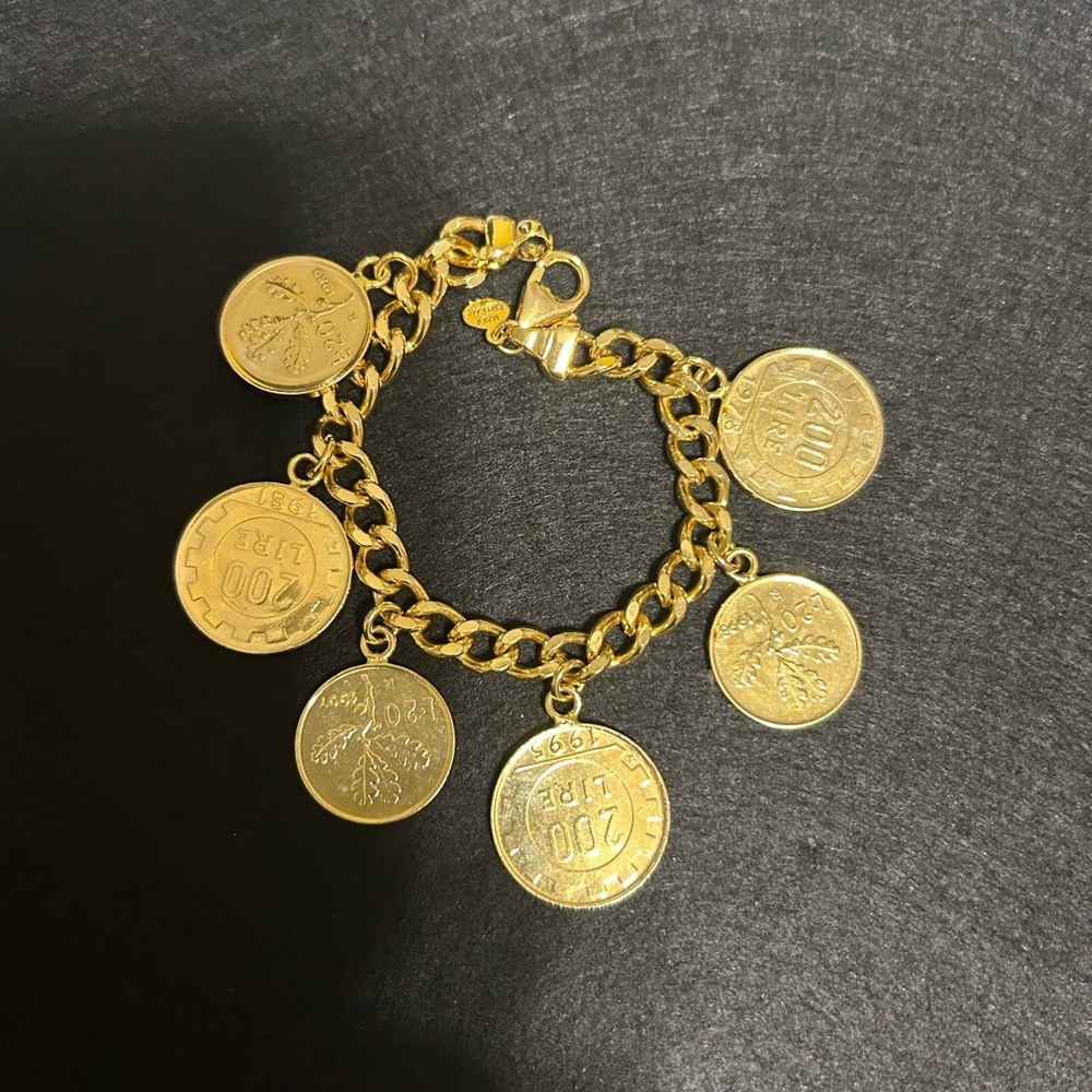 Antique Gold Coin Charm Bracelet